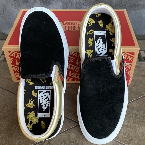 VANS SLIP ON PRO SHAKE JUNT BLACK/GOLD MENS - Picture 10 of 16